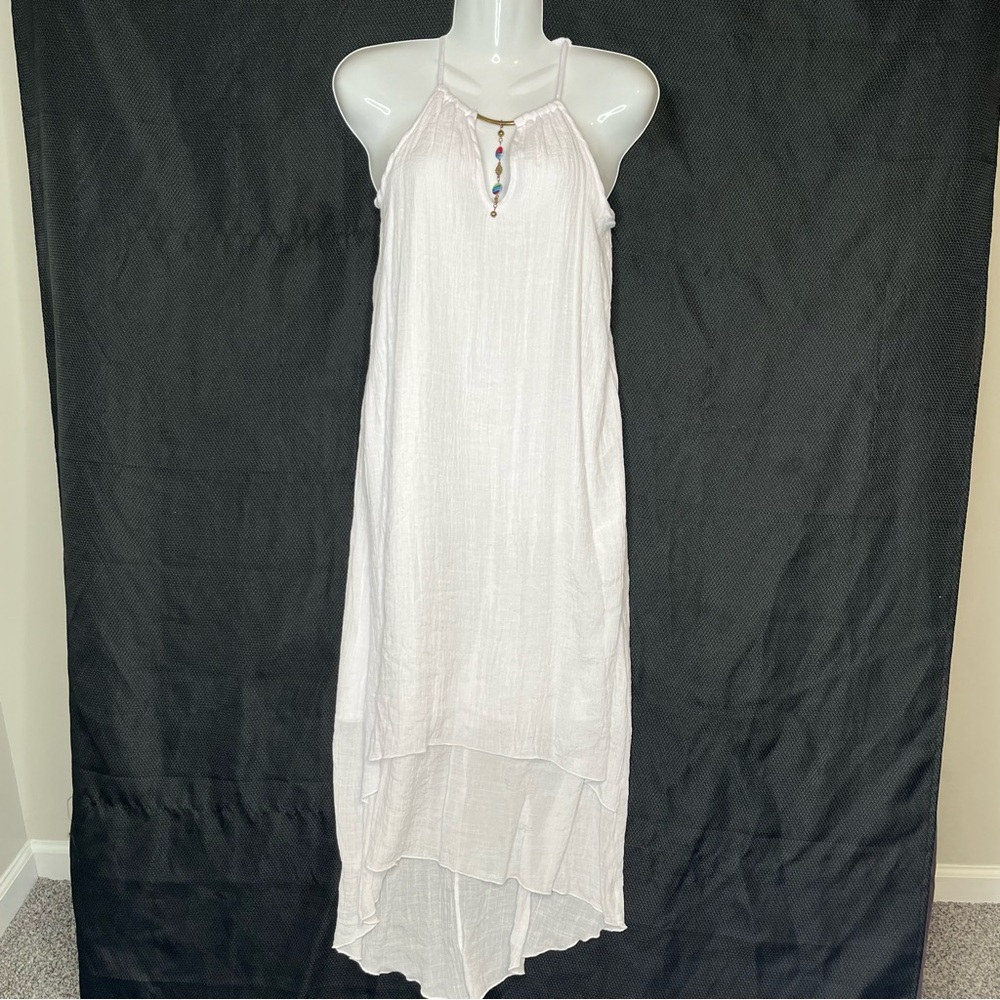 Mielle Gabrielle Womens White Sleeveless Gauze Maxi Halter Neckline - Size Small